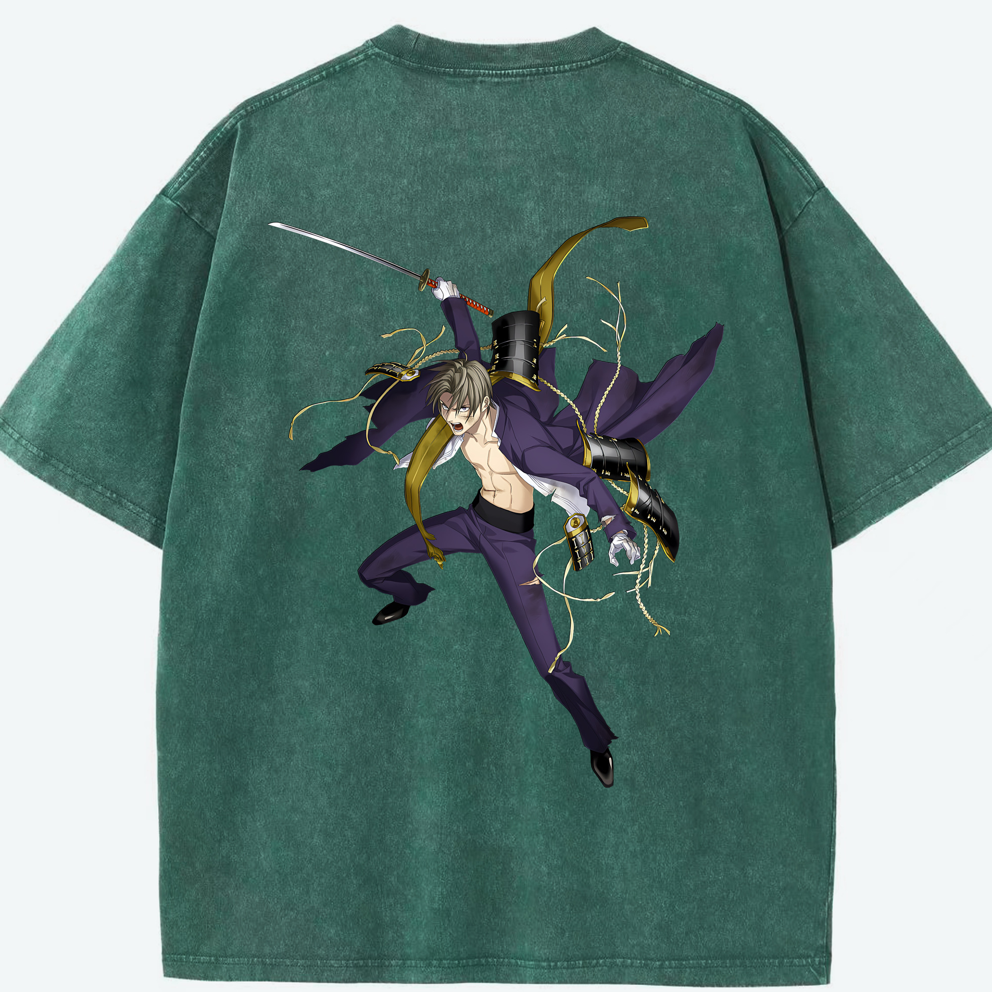 （画像用） 刀剣乱舞 Touken Ranbu 綿100% ヴィンテージ風 半袖Tシャツ（背面プリント）